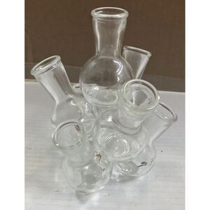 Vintage Clear 7‎ Piece Floral Frog Bud Vase Flowers Vase Unique  MINT